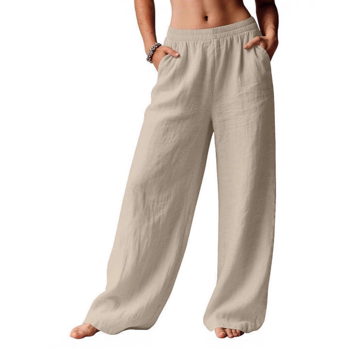 Pantalon en lin pour femme, confortable et décontracté, avec taille élastique Chic & Stil
