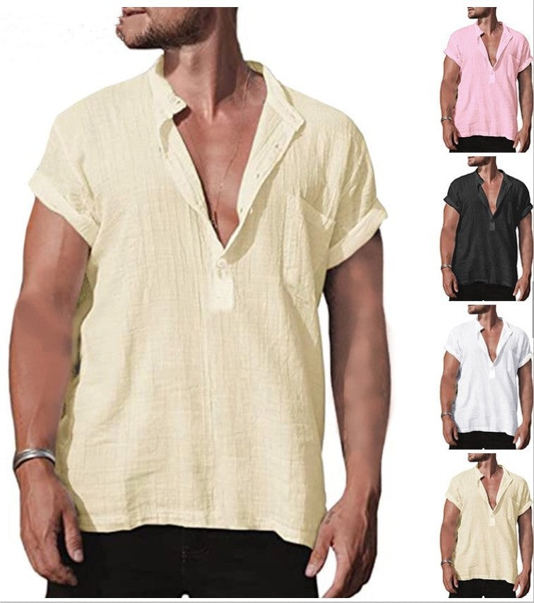 Casual short-sleeve shirt for men with modern collar and buttoning Lune London