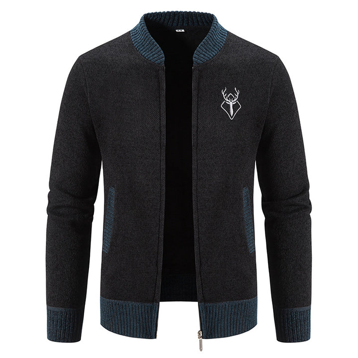 Zip-up knit jacket with high collar for men Lune London