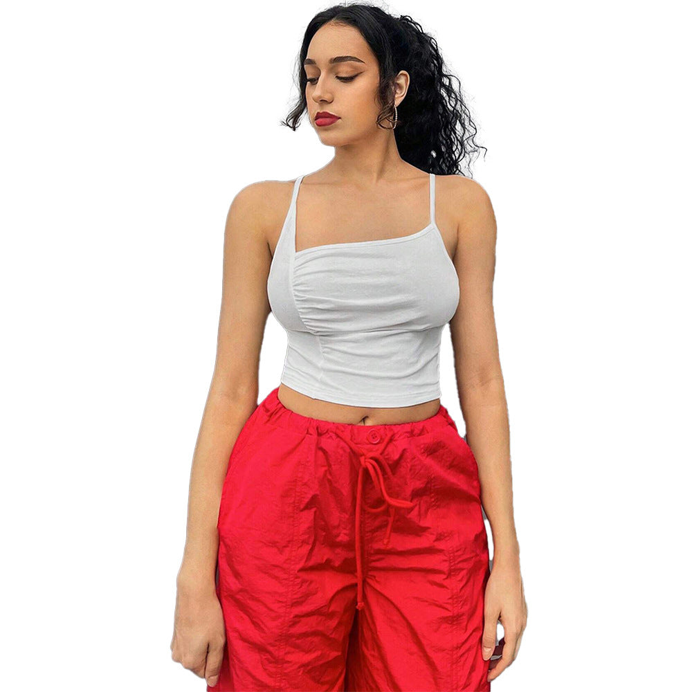 Chic & Stil Women's Short Top with Alluring Ruffle Design