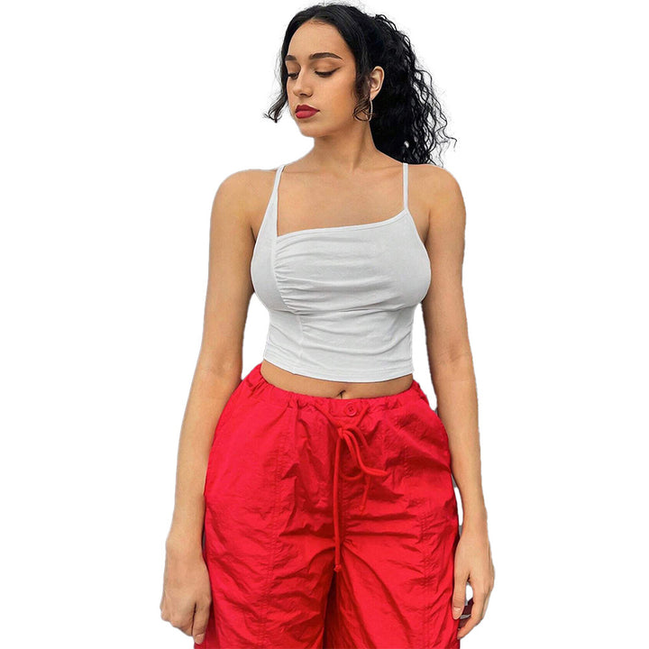 Chic & Stil Women's Short Top with Alluring Ruffle Design