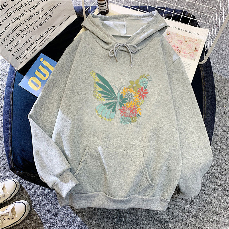 Women's hoodie with floral butterfly design Chic & Stil