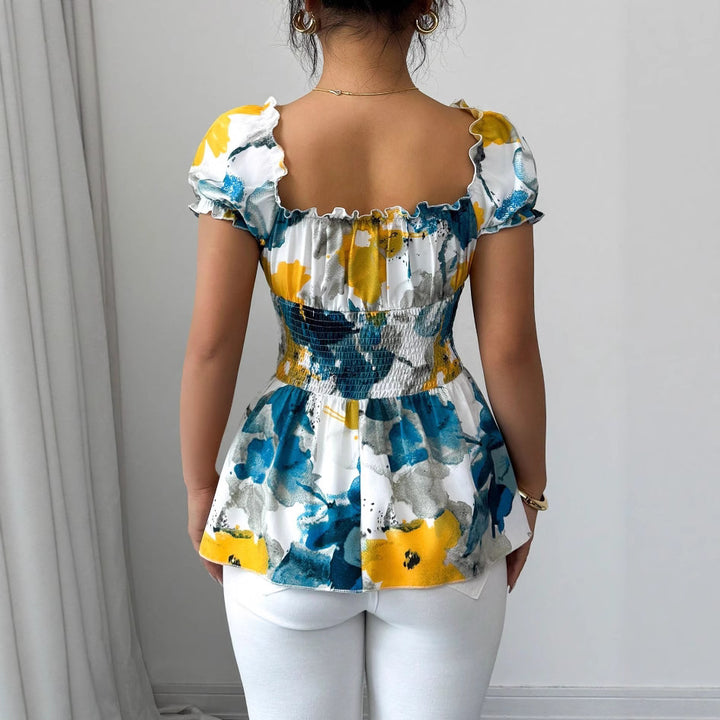 Blouse femme avec volants floraux et taille élastique Chic & Stil