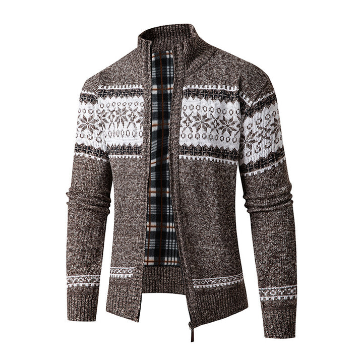Men's knit jacket with high collar and modern zip Lune London