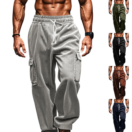 Casual cargo pants for men with an urban style featuring practical pockets and an elastic waist Lune London