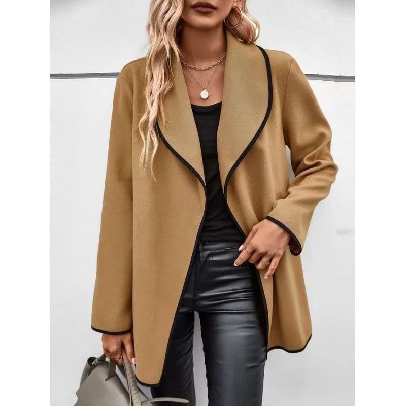 Ladies elegant oversized blazer with contrasting piping Lune London