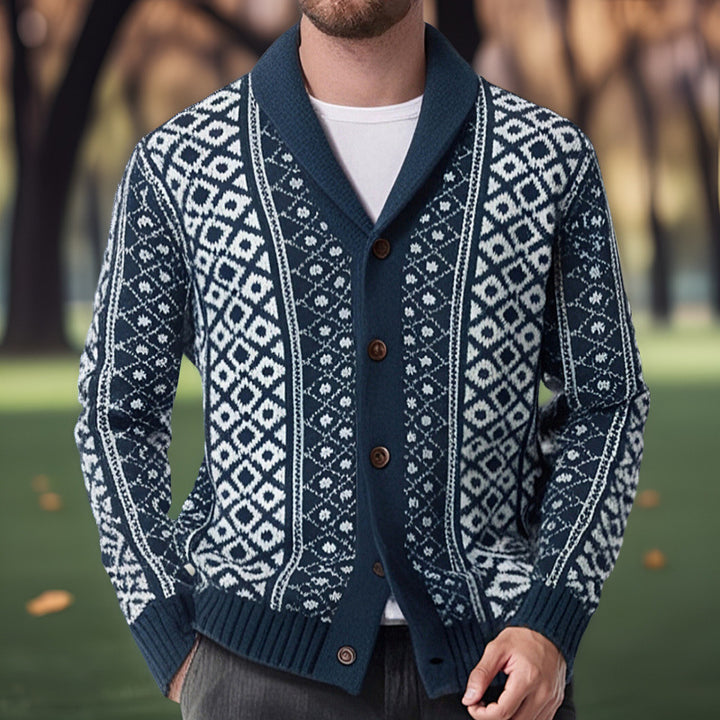 Men's knitted jacket with traditional Nordic pattern Lune London