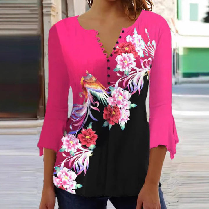 Blouse tunique imprimée pour femmes avec patte de boutonnage Chic & Stil