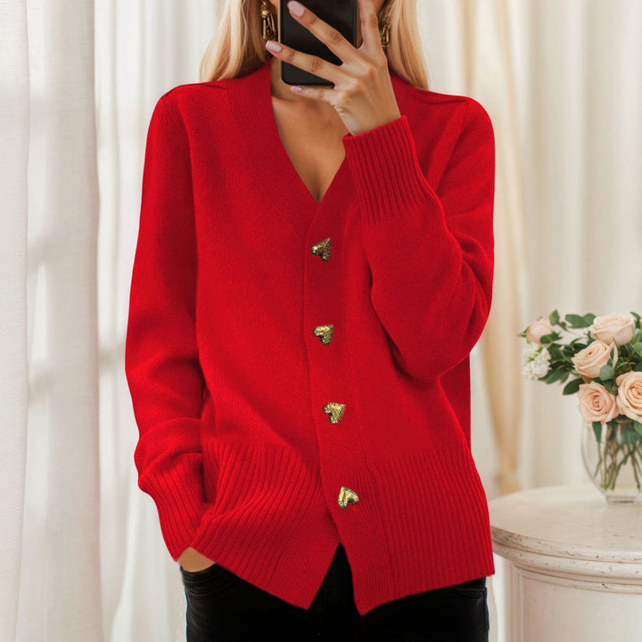 Knit jacket for women with heart-shaped buttons and a relaxed fit Lune London