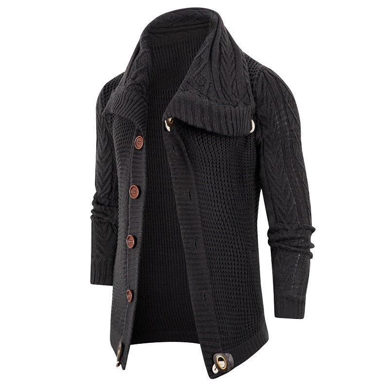 Knitted jacket for men with shawl collar and wooden buttons Lune London