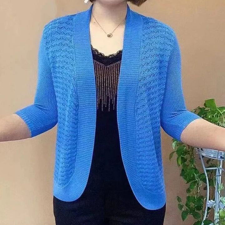 Knit jacket for women with 3/4 sleeves and a textured pattern Lune London