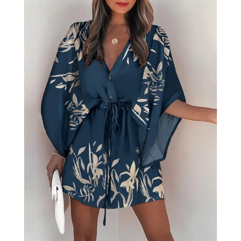 Floral Print Button Dress Lune London for Women
