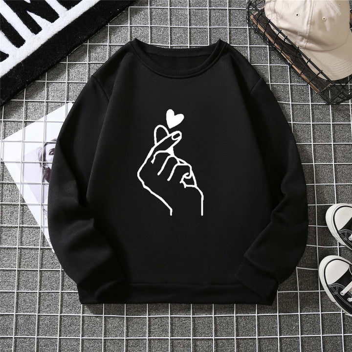 Sweatshirt pour femmes avec motif de signe de main créatif et doublure intérieure douce Chic & Stil
