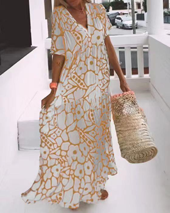Maxi dress for women with an elegant V neck and a flowing cut Lune London