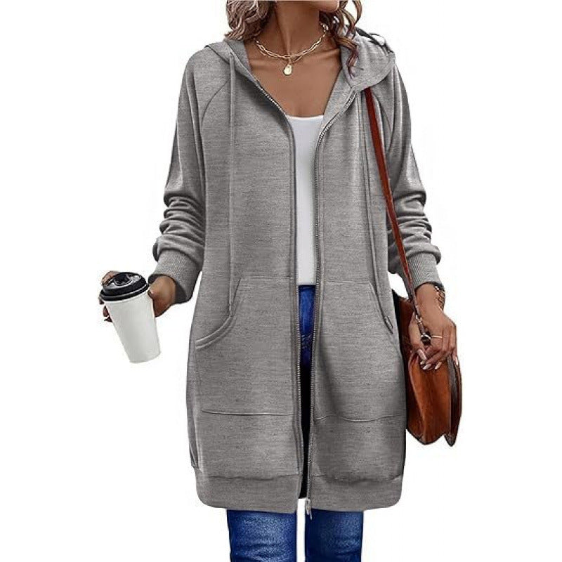 Fashion hooded jacket for women with side pockets and zipper Lune London