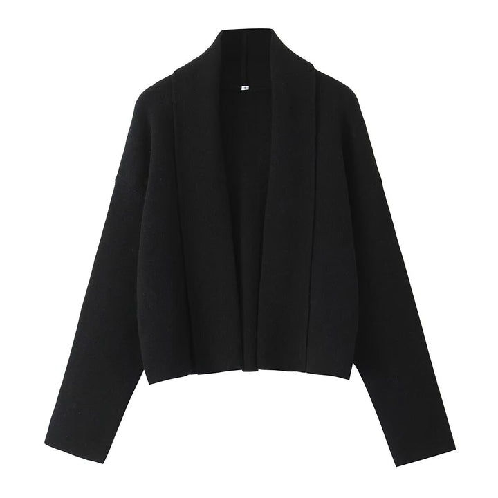 Casual knit jacket for women with an open design and a V neck Lune London