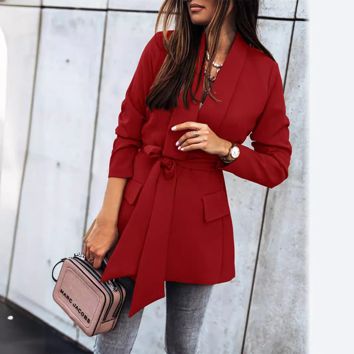Trendy blazer jacket for women with practical belt and deep pockets Lune London
