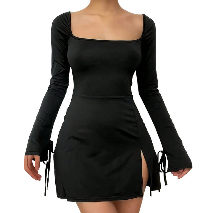 Robe min pour femmes avec décolleté en V profond, manches longues et laçage élégant Chic & Stil