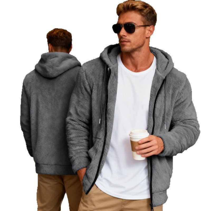 Men's cozy fleece jacket with practical zipper and hood Chic and style