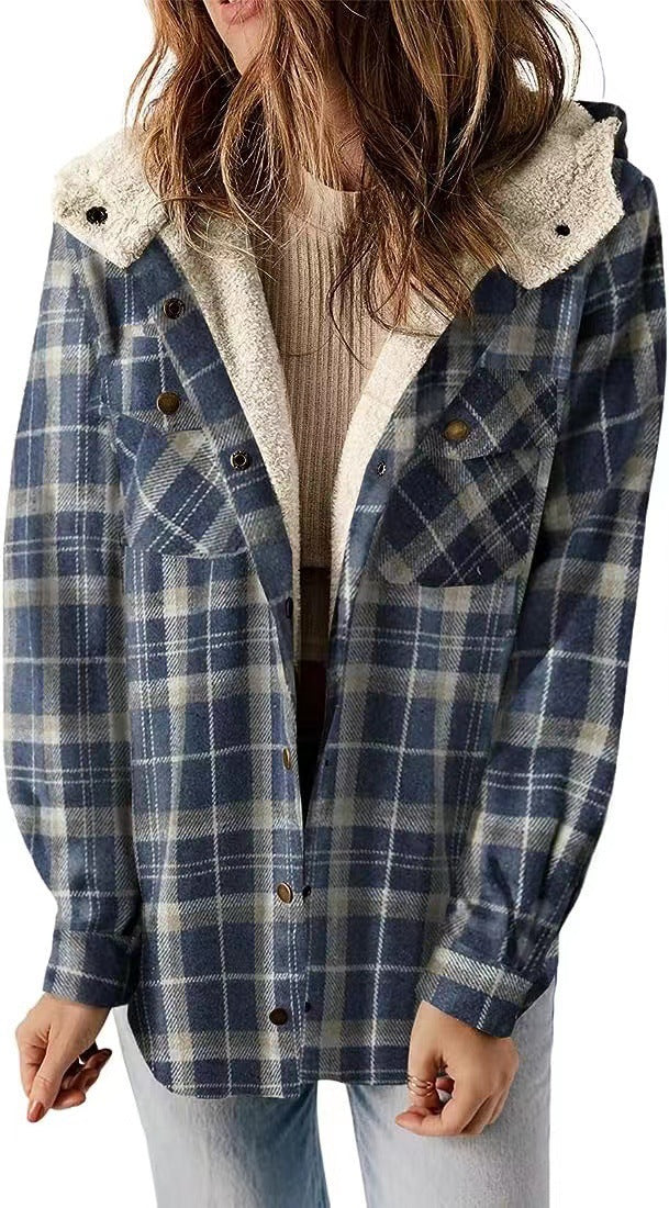 Women Flannel Checkered Jacket with Cozy Lining Lune London