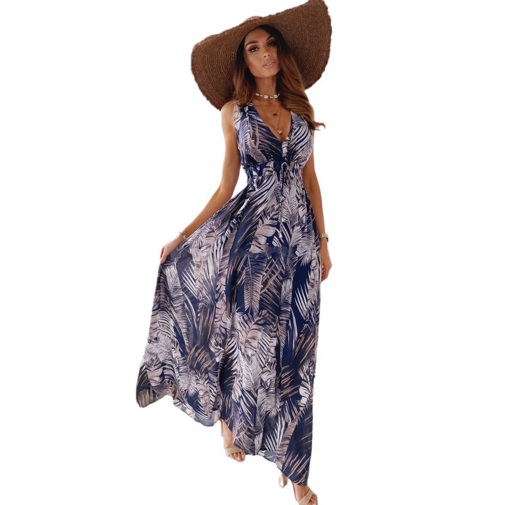 Women Tropical Print Maxi Dress Fluid Lune London