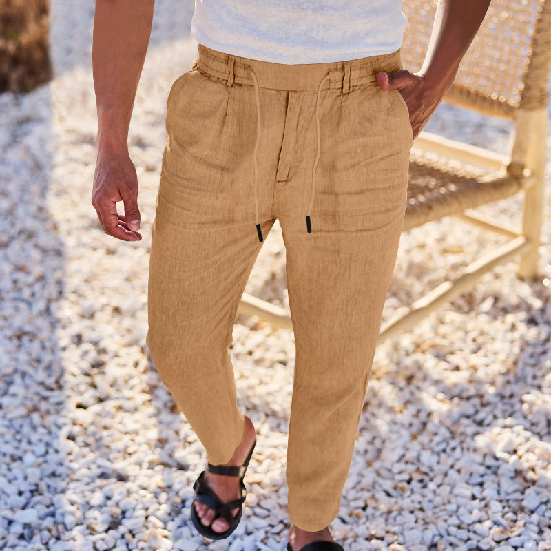 Men's casual pants with elastic waistband and side pockets. Lune London