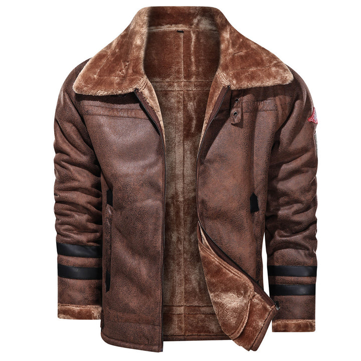 Pilot jacket for men in synthetic leather with warm lining Lune London