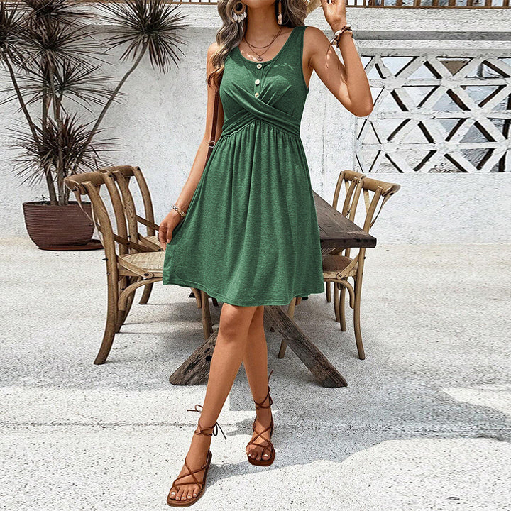 Robe midi décontractée pour femmes avec boutons et design ajusté Chic & Stil
