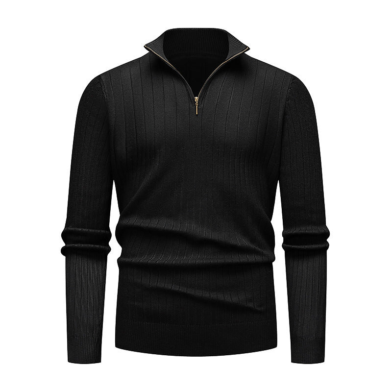 Premium knitted sweater for men with modern high collar and zipper Lune London