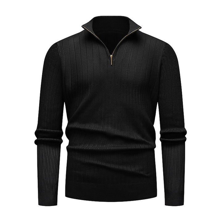 Premium knitted sweater for men with modern high collar and zipper Lune London