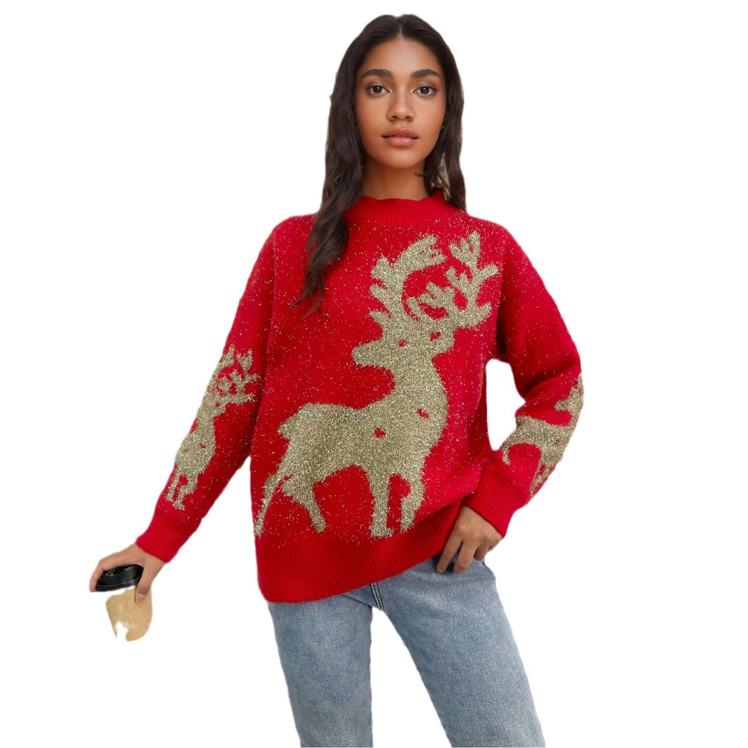 Christmas sweater for women with sparkly design and reindeer pattern Lune London