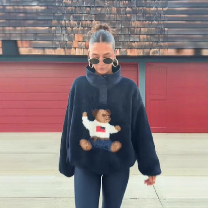 Pull moelleux pour femmes avec motif animal unique Chic & Stil