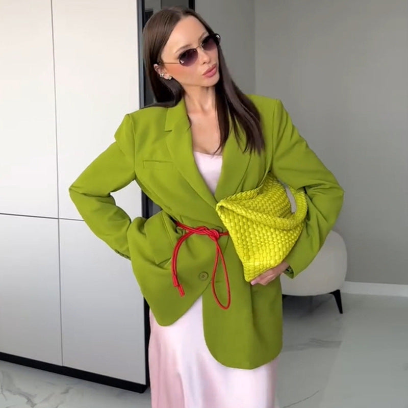 Modern women's jacket with belt details Lune London