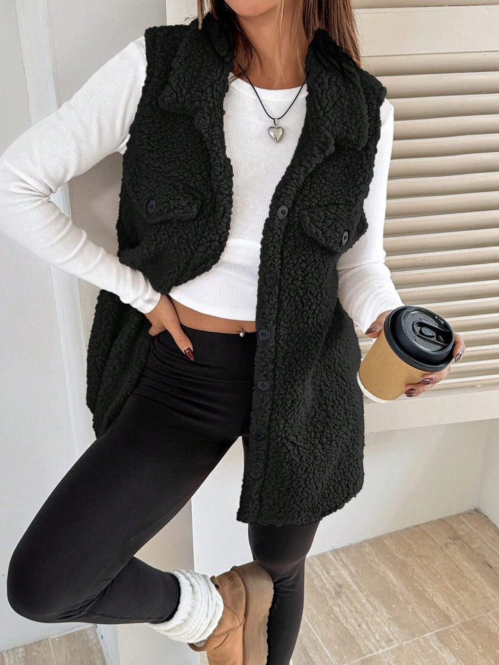 Women soft fleece vest with patch pockets Lune London