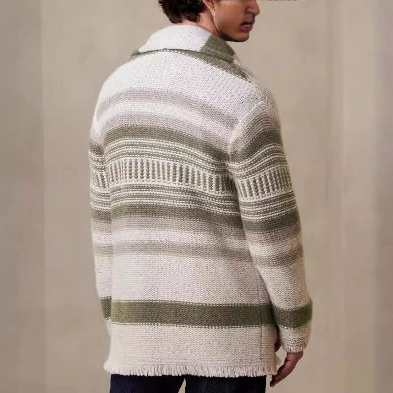 Men's knit jacket with modern pattern and practical pockets Lune London