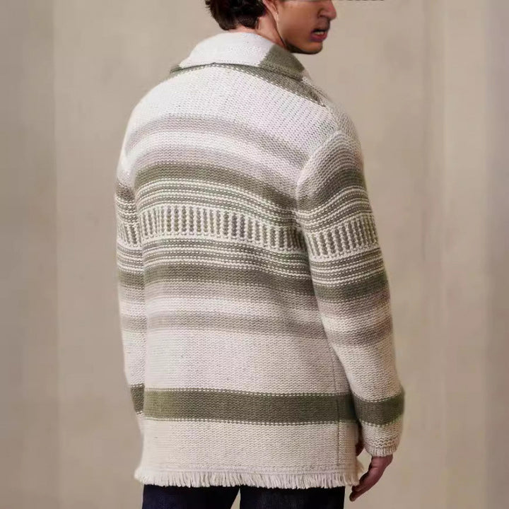 Men's knit jacket with modern pattern and practical pockets Lune London