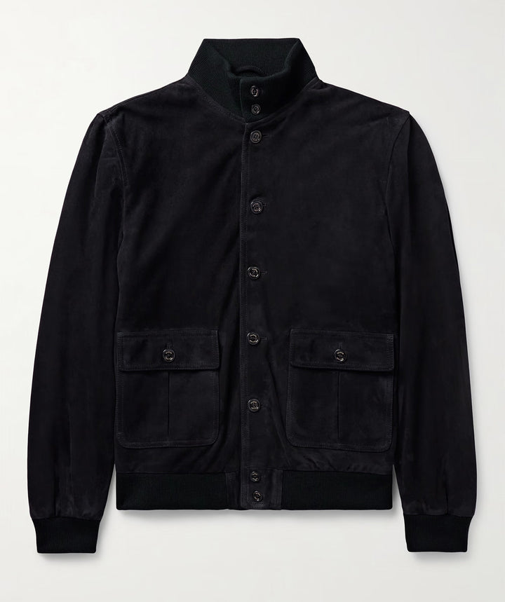 Suede leather jacket for men with structured design Lune London