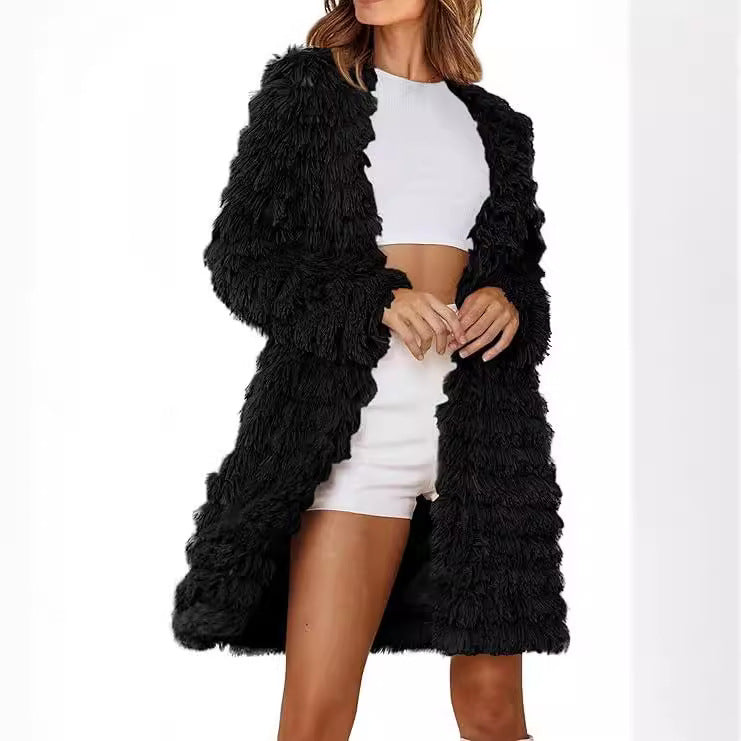 Ladies Fringed Long Coat Lune London