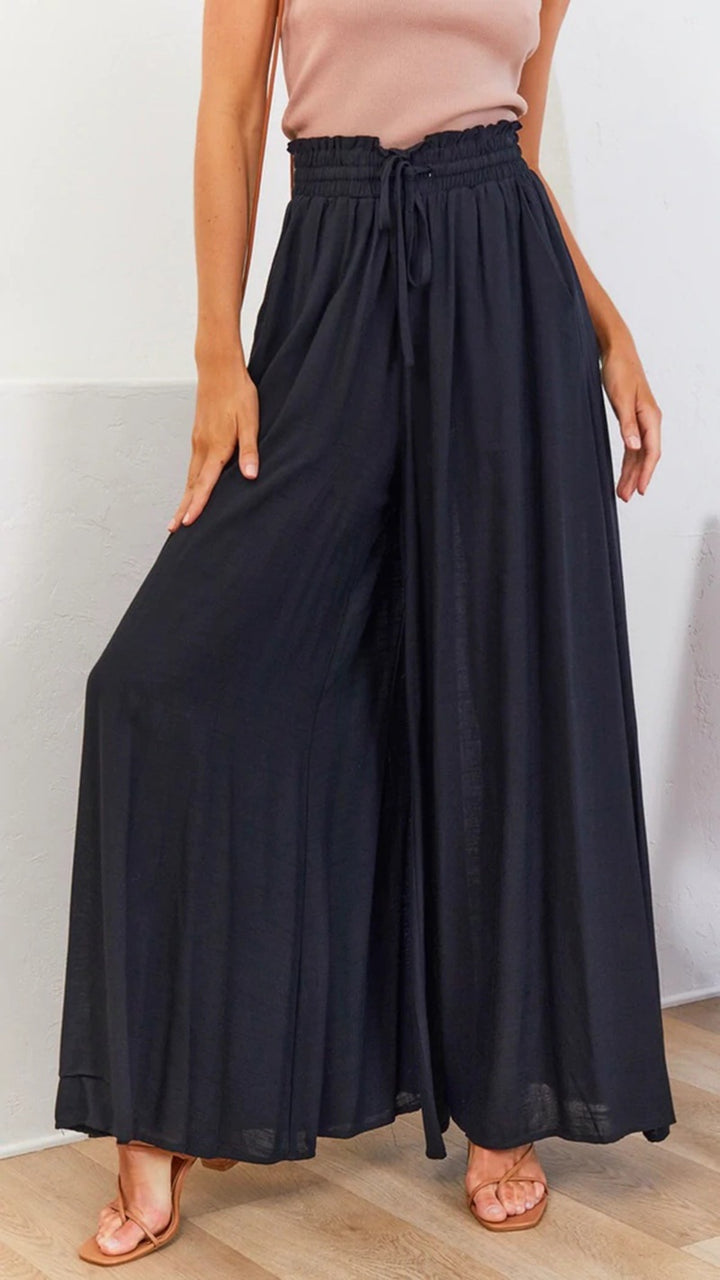 Maxi skirt women with elastic waistband and side pockets