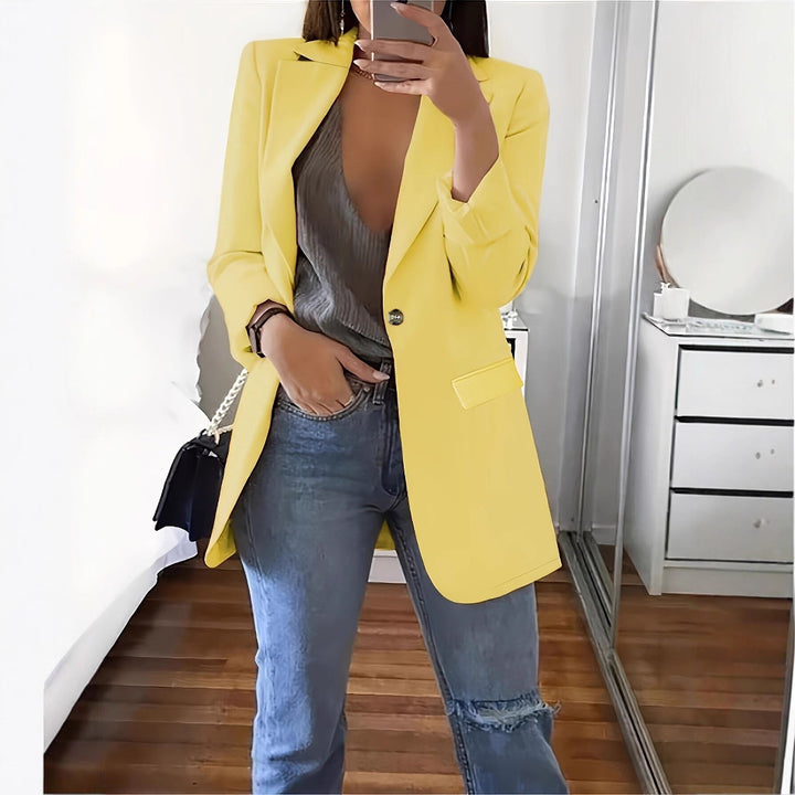 Ladies modern blazer with plunging neckline and elegant details Lune London