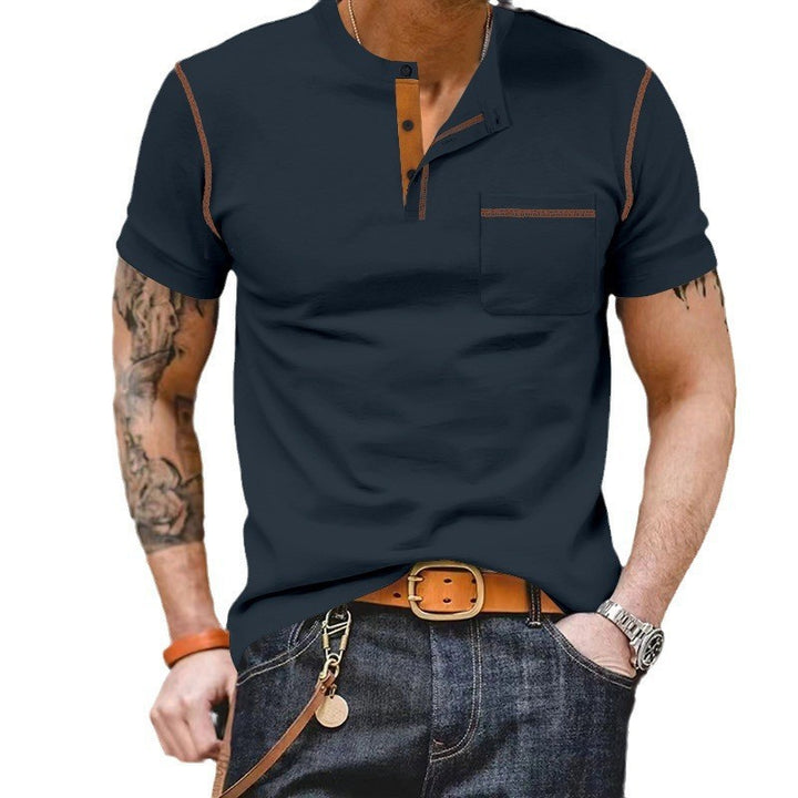 Men's Short Sleeve Henley T-Shirt with Fashionable Accents and a Practical Chest Pocket Lune London