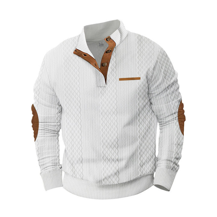 Comfortable knitted sweater for men with a structured design and stylish leather applications Lune London