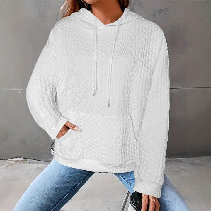 Women Cozy knit hoodie with embossed pattern details Lune London