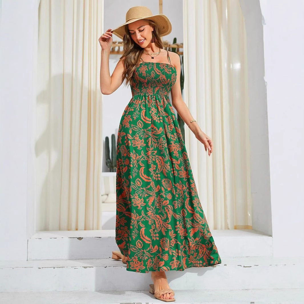 Ladies floral print maxi dress with spaghetti straps Lune London