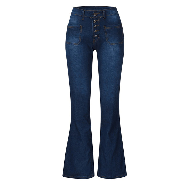 Women's flared jeans with high waist and retro button details Lune London