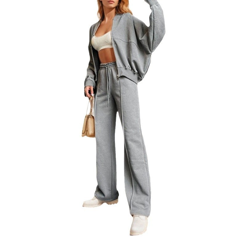 Ensemble sportif pour femmes avec fermeture éclair et jambes larges Chic & Stil
