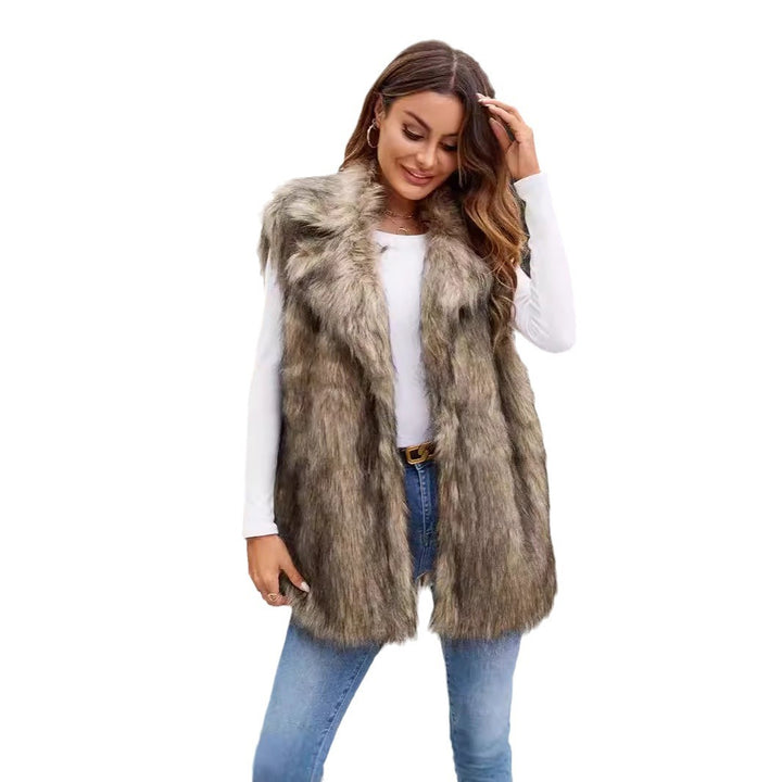 Women reversible vest with luxurious synthetic fur Lune London