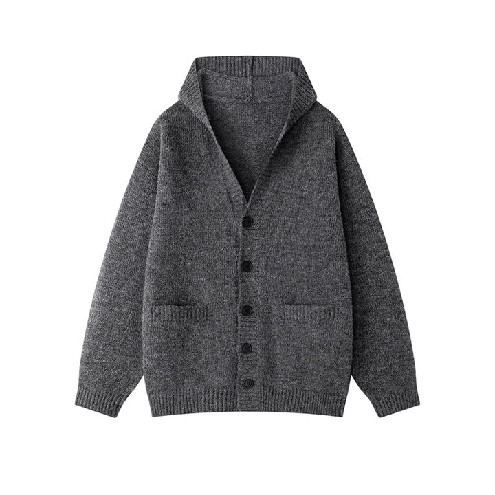 Ladies comfortable cardigan with open collar and practical pockets Lune London