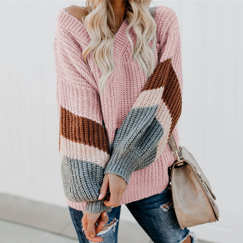Pull en tricot pour femmes avec un design moderne à blocs de couleurs et une coupe ample Lune London