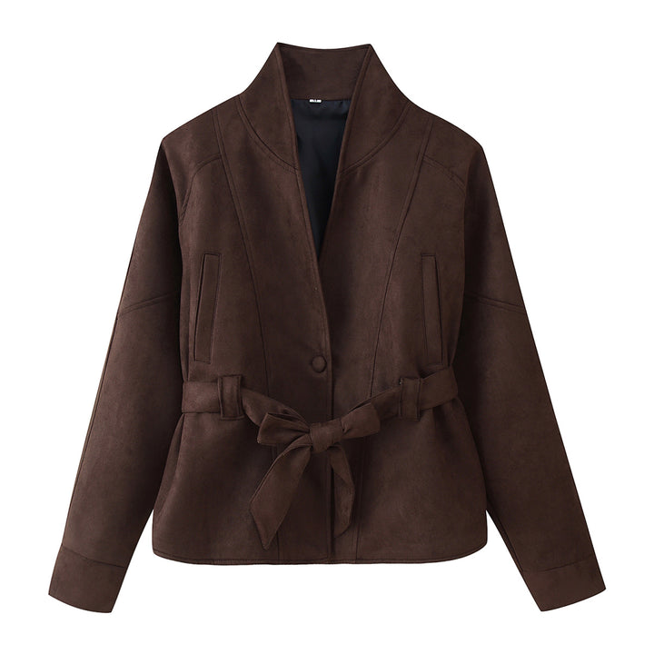 Elegant women's oversized bomber jacket with belted waist Lune London